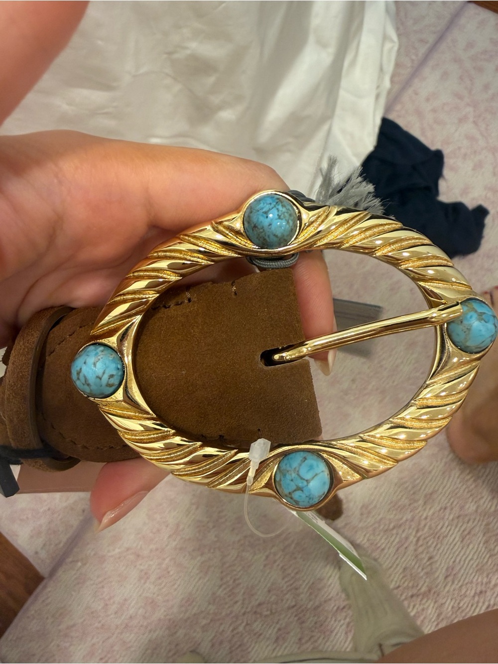 Alberta Ferretti Gold-Tone Belt Buckle with Turquoise Stones